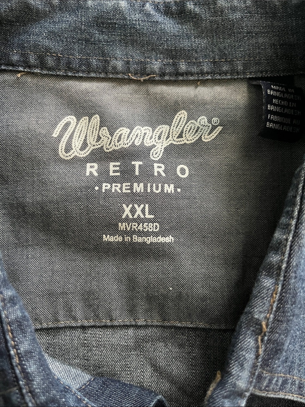 Wrangler Retro Premium Denim Long Sleeve Pearl Snap Shirt Size XXL - Picture 6 of 12